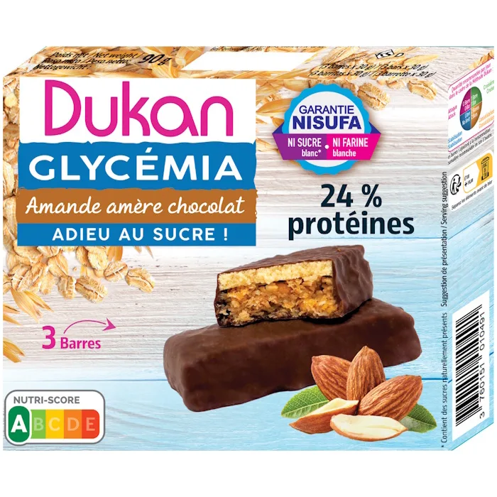 Dukan® Glycémia Mandelriegel, vollständig in Schokolade getaucht