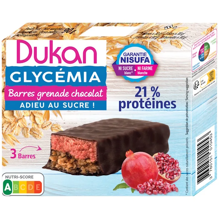 Paluszki Dukan® Glycémia z granatu, w całości oblane czekoladą