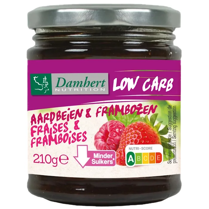 Low-carbohydrate RASPBERRY – STRAWBERRY jam